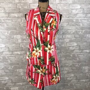 Chicways Floral Short Set in Pink/Red
